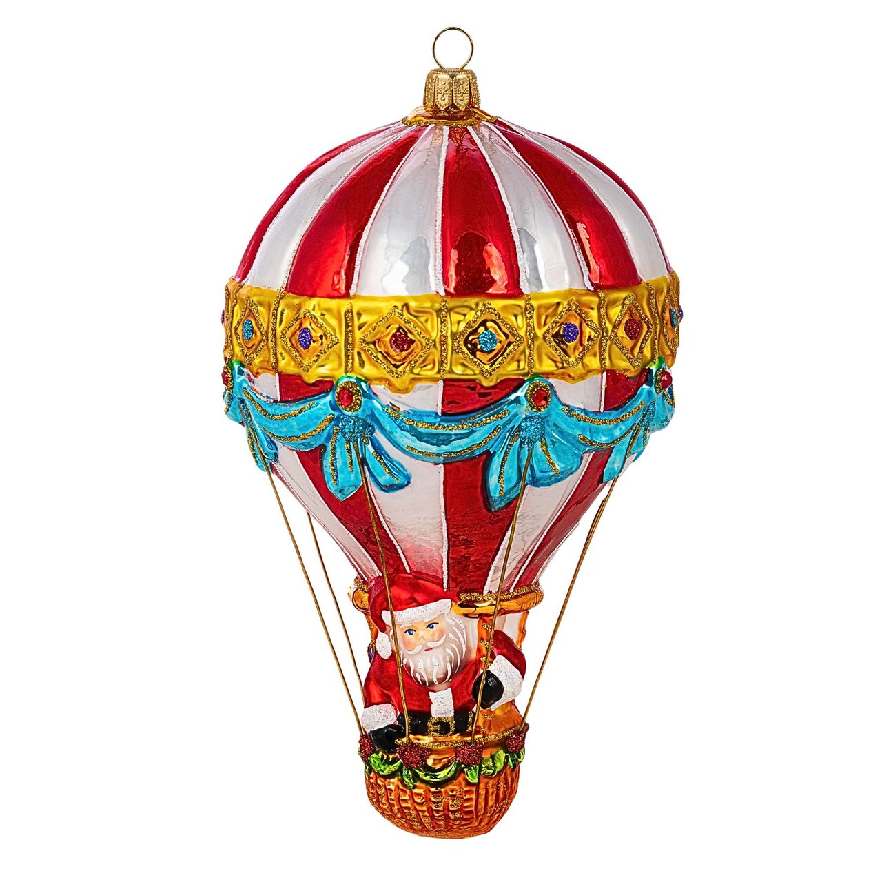 Miss Christmas 7.0 Inch Santa On A Hot Air Balloon Christmas Tree Ornament , Christmas Decor Christmas, Holiday, Transportation